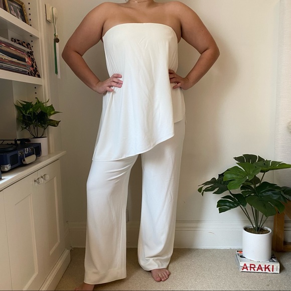 Halston Heritage white strapless jumpsuit - Picture 2 of 3
